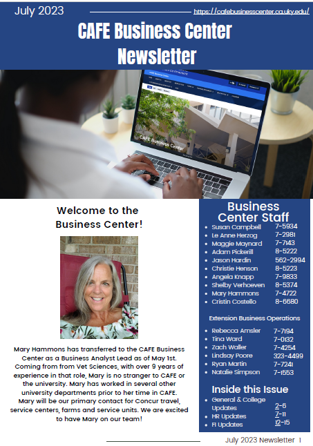 July 2023 Business Center Newsletter cover